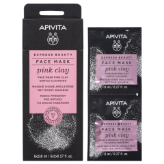 APIVITA Express tisztító arcmaszk Rózsaszín agyaggal 2x8ml