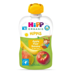 HiPP HiPPiS BIO 100% gyümölcs alma, körte, banán 4hó+ 100g