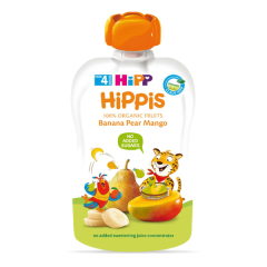 HiPP HiPPiS Bio Banán-körte-mangó 100% gyümölcs 4hó+ 100g