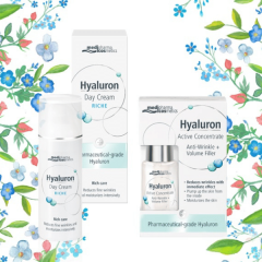 Medipharma Hyaluron csomag: nappali riche krém +Hyarulon Ránctalanító+Bőrfeltöltő szérum