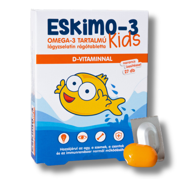 Eskimo-3 Kids omeag-3 rágótabletta gyerekeknek D-vitaminnal 27x